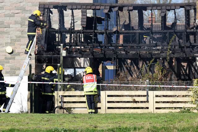 Firefighters are battling a fire at a home in Nyria Way off Willis Road Gosport. Picture: Daniel Harbut
