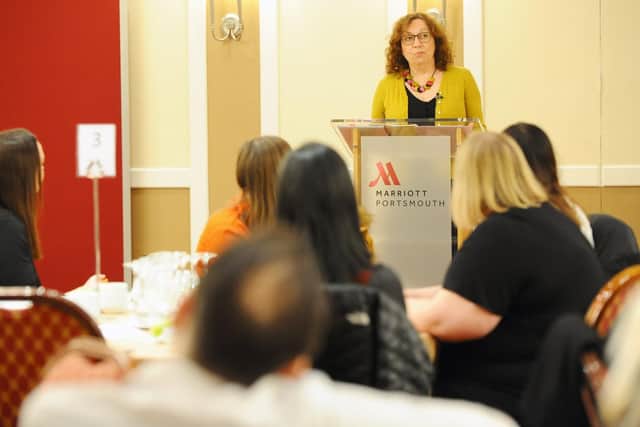 The Wellbeing in Education conference took place on Monday, March 25, took place at the Marriott Hotel in Portsmouth.

Portsmouth City Council cabinet member for education, Suzy Horton, speaking at the conference.

Picture: Sarah Standing (250319-4104)