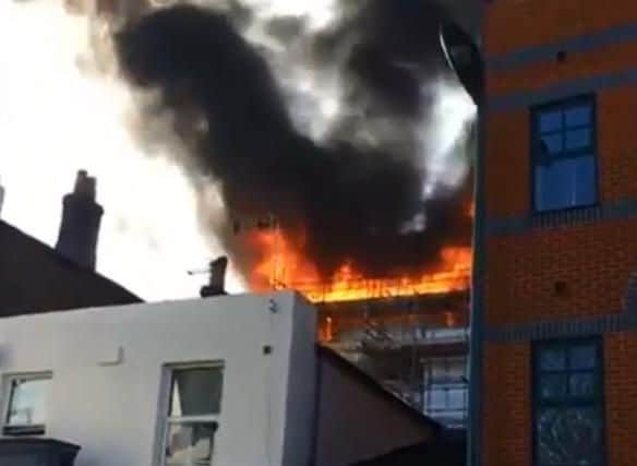 Still from video showing ferocity of Southampton city centre fire