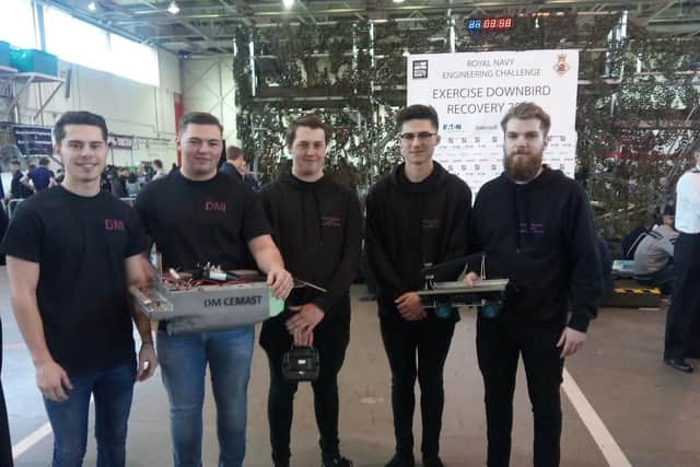 Defence Munitions Gosport Training apprentices at CEMAST, (l-r) Luke Worral 21, Benjamin Oldfield, 19, Jordan Gibbs, Ethan Radford, 19 and Elliot Buckley, 21.