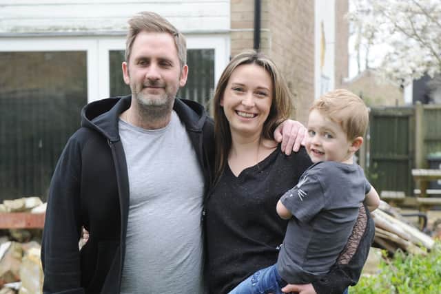 Ricky Kirk and his fiance, Clarissa, with their three-year-old son, George. Picture: Habibur Rahman