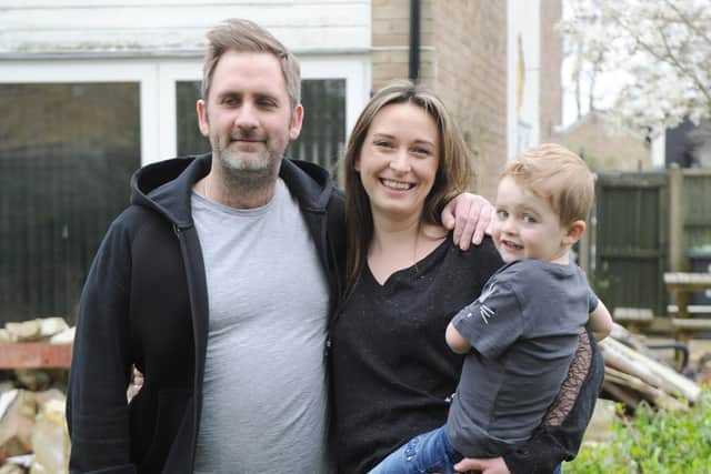Ricky Kirk and his fiance, Clarissa, with their three-year-old son, George. Picture: Habibur Rahman