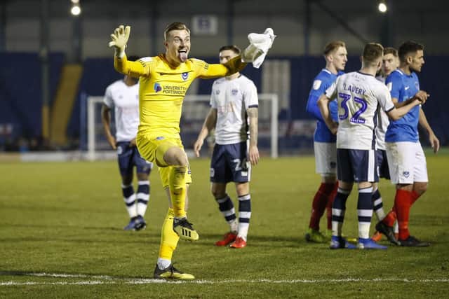Pompey keeper Craig MacGillivray is pulling a funny face for a good reason - he's off to Wembley!