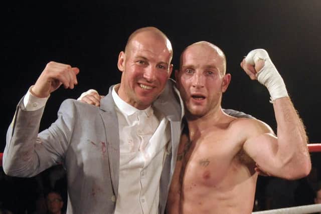 Dave Waterman with Lee Waterman in 2015 at the Oakley Waterman charity boxing match
