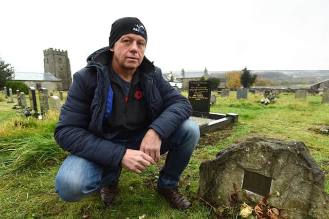 Malcolm Pearce, who discovered Lamduan Seekanya's body with a fellow walker 2004, at her graveside at Horton-in-Ribblesdale parish church, North Yorkshire. Picutre: Asadour Guzelian
