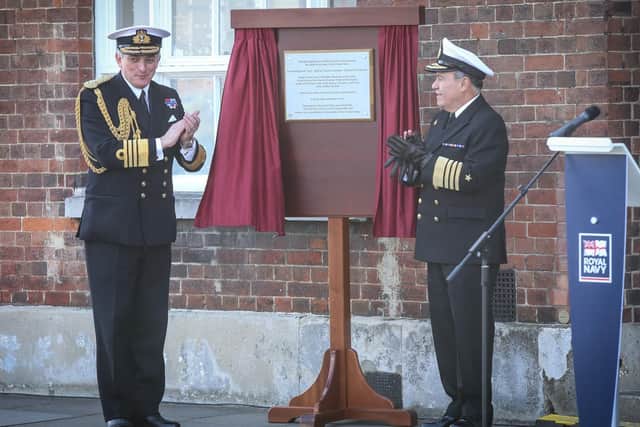 Admiral Sir Philip Jones, head of the Royal Navy, and Admiral Julio Leiva, head of the Chilean Navy, unveil the new plaque honouring Admiral Thomas Cochrane.  

Picture: Habibur Rahman