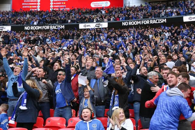 Pompey fans at Wembley. Picture : Habibur Rahman