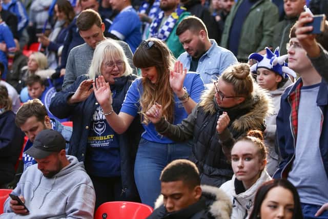 Pompey fans at Wembley. Picture : Habibur Rahman