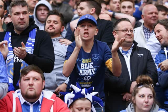 Pompey fans at Wembley. Picture : Habibur Rahman