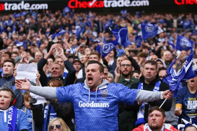 Pompey fans at Wembley. Picture : Habibur Rahman