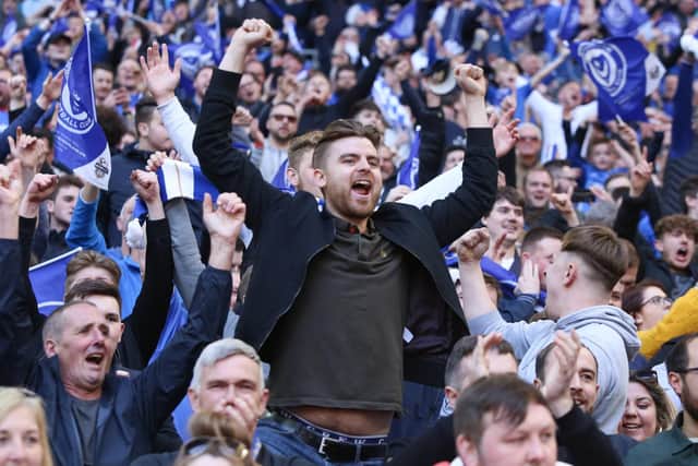 Pompey fans at Wembley. Picture : Habibur Rahman