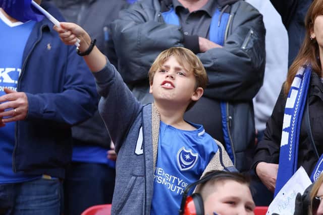 Pompey fans at Wembley. Picture : Habibur Rahman