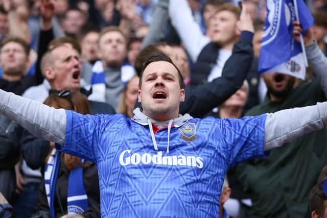 Pompey fans at Wembley. Picture : Habibur Rahman