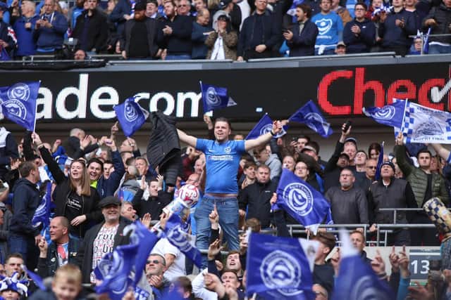 Pompey fans at Wembley. Picture : Habibur Rahman