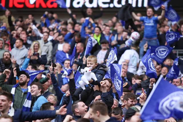 Pompey fans at Wembley. Picture : Habibur Rahman
