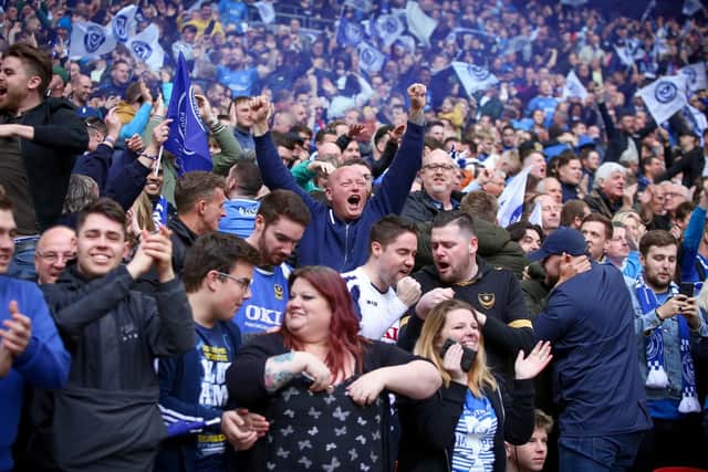 Pompey fans at Wembley. Picture : Habibur Rahman