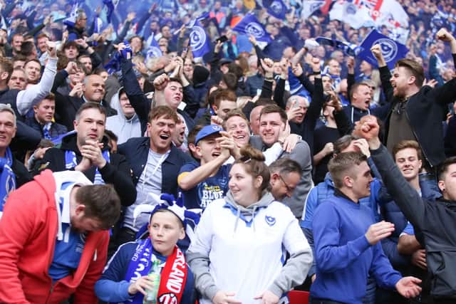 Pompey fans at Wembley. Picture : Habibur Rahman