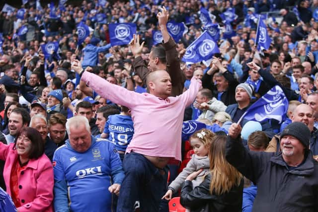 Pompey fans at Wembley. Picture : Habibur Rahman