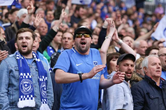 Pompey fans at Wembley. Picture : Habibur Rahman