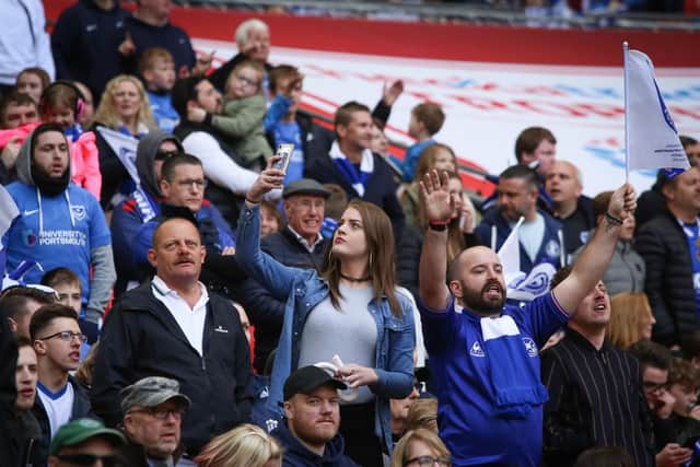 Pompey fans at Wembley. Picture : Habibur Rahman