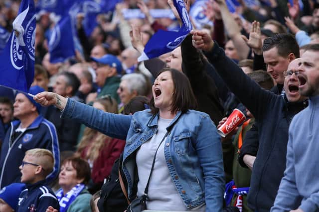 Pompey fans at Wembley. Picture : Habibur Rahman