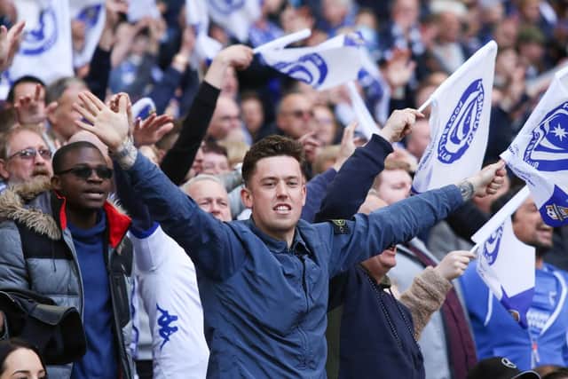 Pompey fans at Wembley. Picture : Habibur Rahman