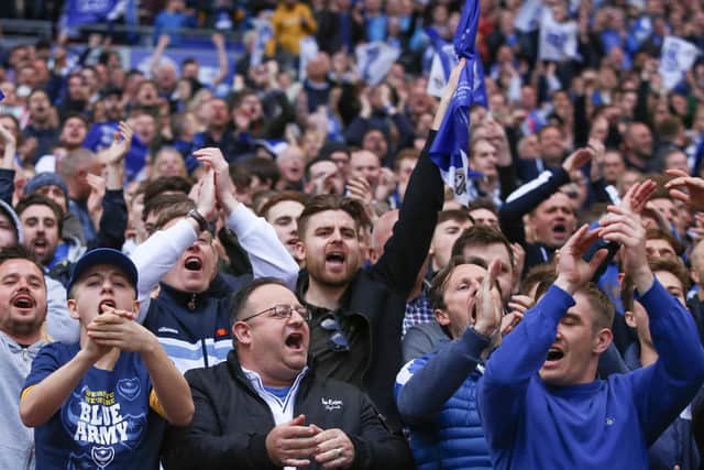 Pompey fans at Wembley. Picture : Habibur Rahman