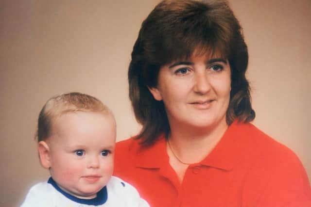 Kim's mum Philomena Beecher and her brother Simon, taken in 1989 when Simon was less than a year old.