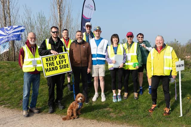 Guy Whittingham with the volunteers at Fareham parkrun