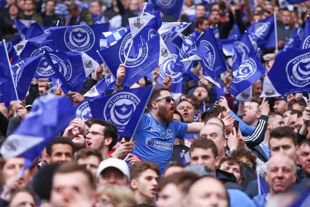 The Fratton faithful have earned praise for their level of support in Sunday's Checkatrade Trophy final. Picture : Habibur Rahman