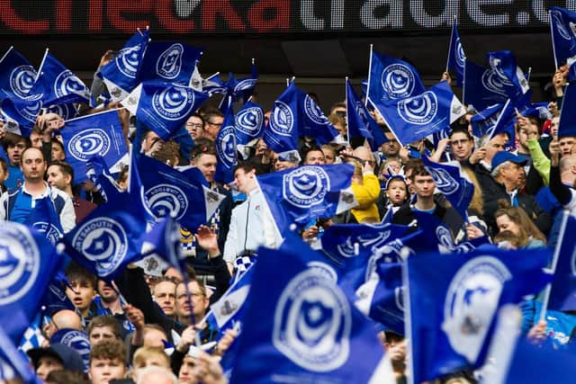 Pompey fans cheer on the side before kick-off. Picture: Dave Taylor/ LMSMag