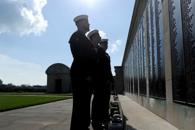 Some of the serving Royal Navy personnel reading the names of those who died on D-Day and on the first week of the Normandy landings.   

Picture: Habibur Rahman