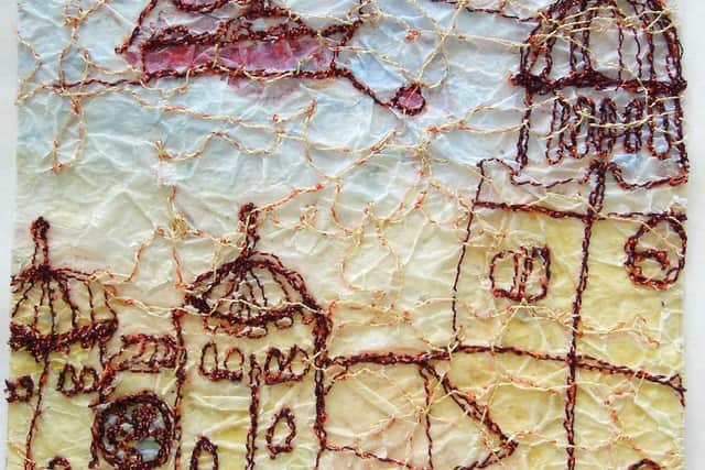 Artist Anita Bell from Portsmouth created this beautiful piece showing the cathedral at Old Portsmouth.