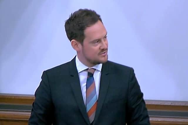 Stephen Morgan speaking at the debate regarding veteran suicide.