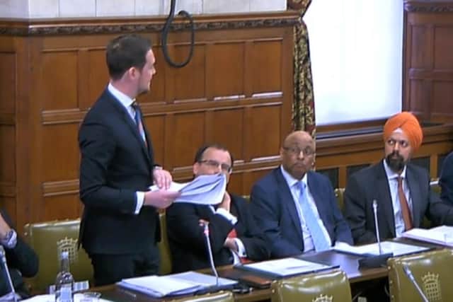 Stephen Morgan speaking at the debate regarding veteran suicide.