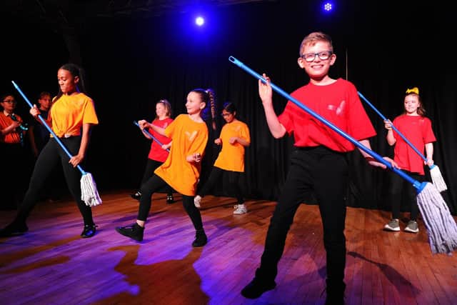 Children perform the May Poppins classic, Chim Chim Cher-ee.

Picture: Sarah Standing (020419-4988)