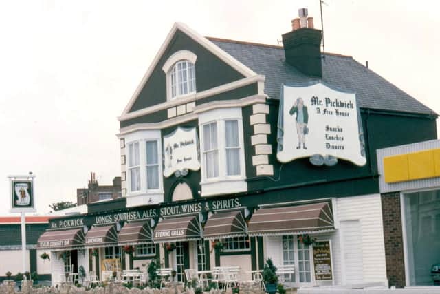 The Mr Pickwick pub before the ornate tiling was painted over.
