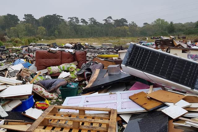 The fly-tipping off Hulbert Road