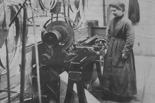 Sharpening plane irons in the saw mills. Picture: Portsmouth Royal Dockyard Historical Trust