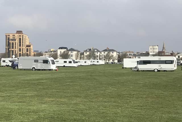 Travellers on Southsea Common today 
Picture: Byron Melton
