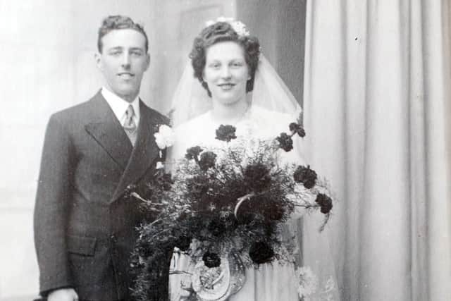 Peter and Edna Thomas on their wedding day.