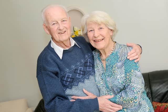 Jim Whitehouse (85) and his wife Pamela (84) from Clanfield, are celebrating their Diamond Wedding Anniversary on Thursday, April 4.
Picture: Sarah Standing (010419-4842)