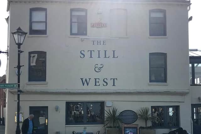 This pub in Bath Square, Old Portsmouth, overlooks the harbour. So you and your four legged friends can watch the ships go by as you enjoy a drink.