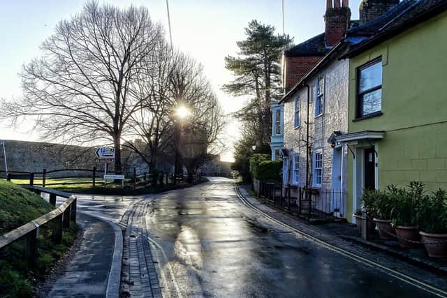 Winter sun in Castle Street, Portchester