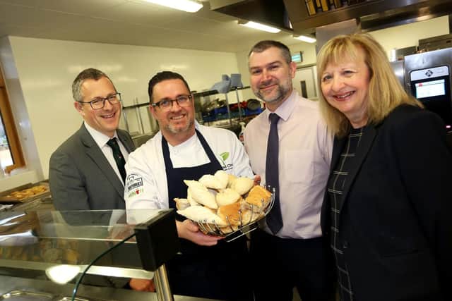 From left, headteacher Christopher Anders, school head chef Steven Cross,  Persimmon Homes South Coast managing director Matt Paine and school business and community manager Susan Parish