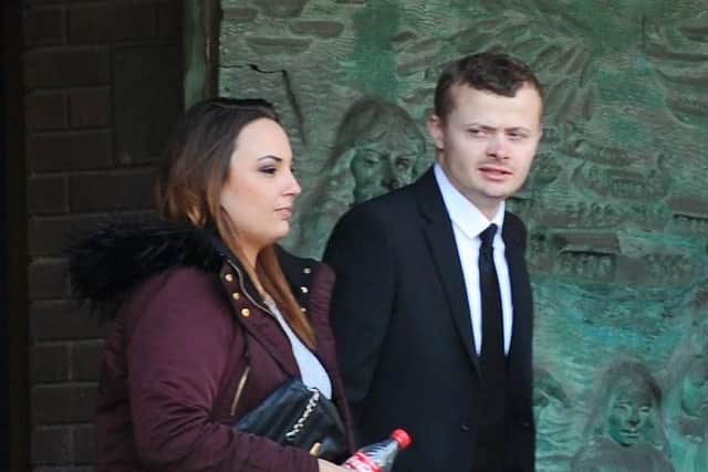 Chantelle Price and Nathan Birch leave Portsmouth Crown Court, where Ashley Luff was convicted of attempted murder in a stabbing attack on 24-year-old Mr Birch on August 19, 2018 in Southampton Road, Park Gate.
Picture: (010419-4495)