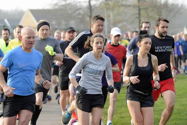 It was a great morning for the Whiteley parkrun birthday celebrations. Picture: Ian Hargreaves  (060419-2)