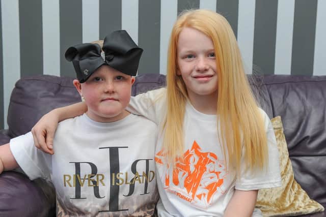 Trixie Pook, 10, who had cancer pictured with pal Shamus Sweeney, 10. Photo: Habibur Rahman