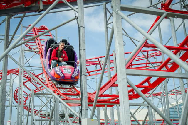 Jason Mansel on the Mad Mouse rollercoaster at Clarence Pier - one of two new rides introduced at the amusement park. Picture: Habibur Rahman