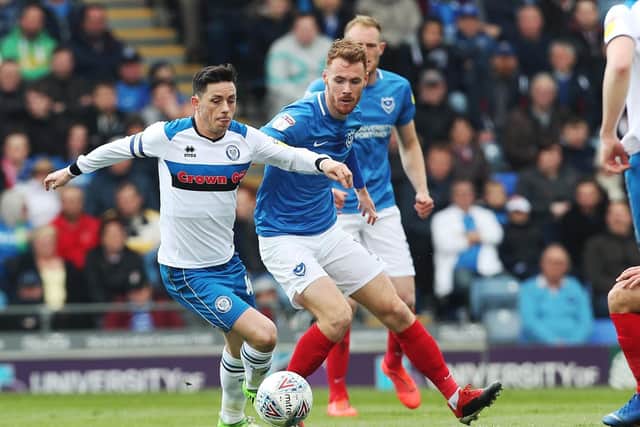 Action from the first half of Pompey's clash against Rochdale at Fratton Park.